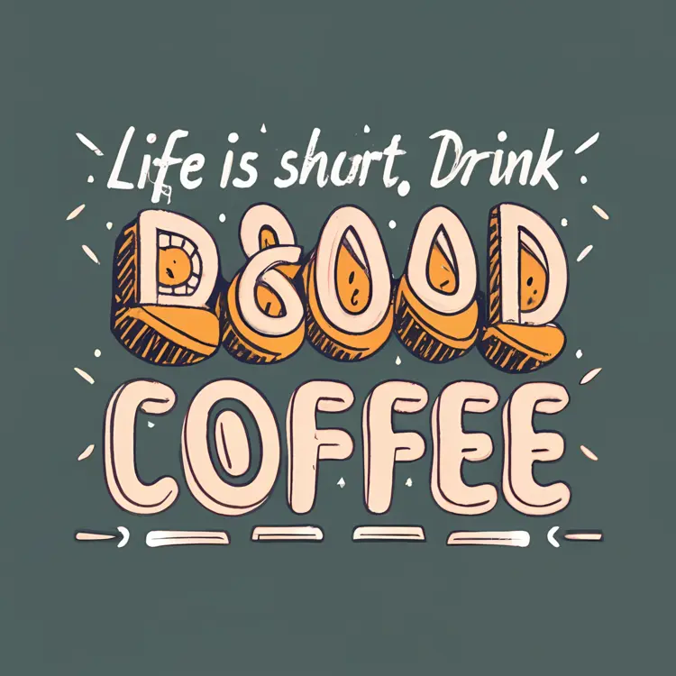 Life is Short, Drink Good Coffee Text Art