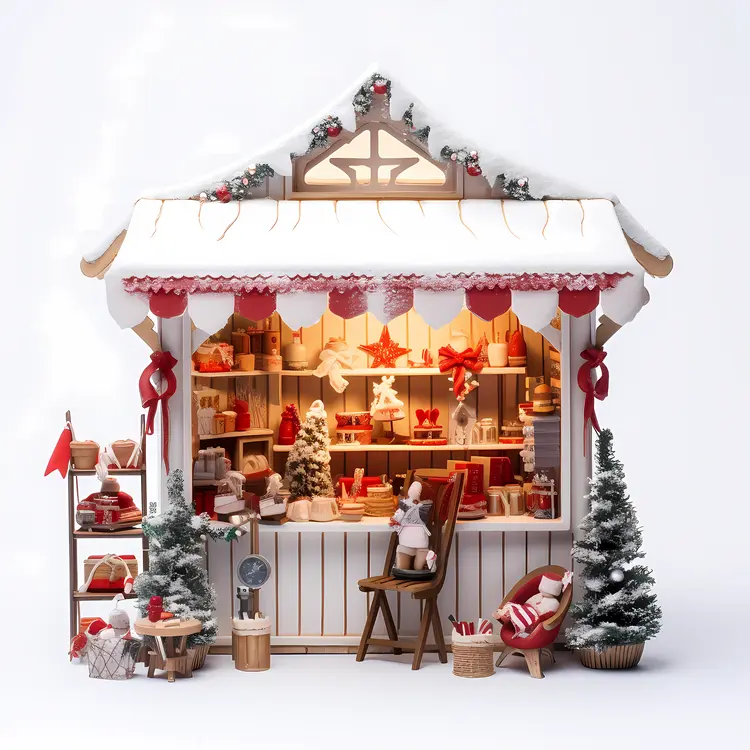 Christmas Market Stall with Decorations