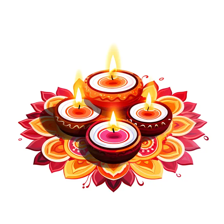 Colorful Mandala with Four Candles