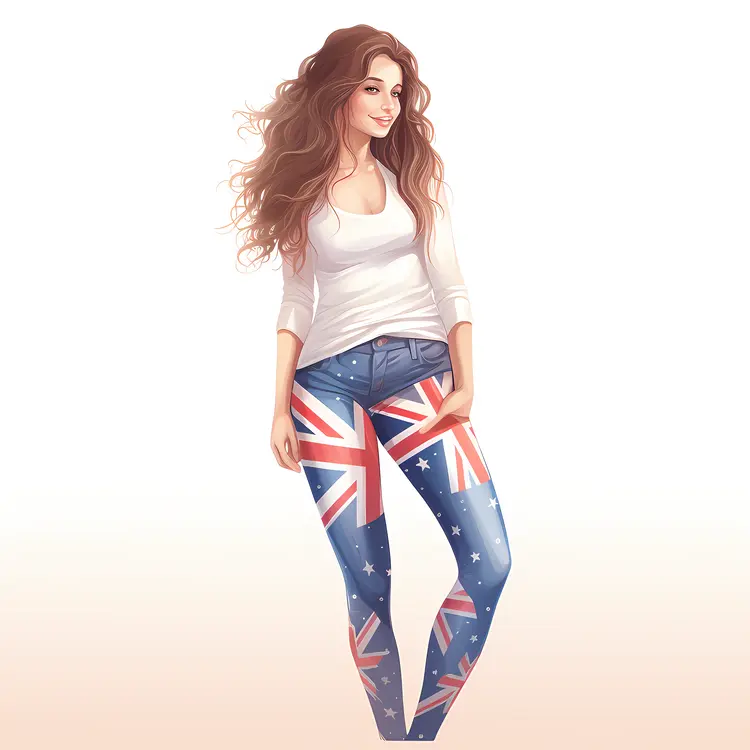 Woman in Flag Leggings