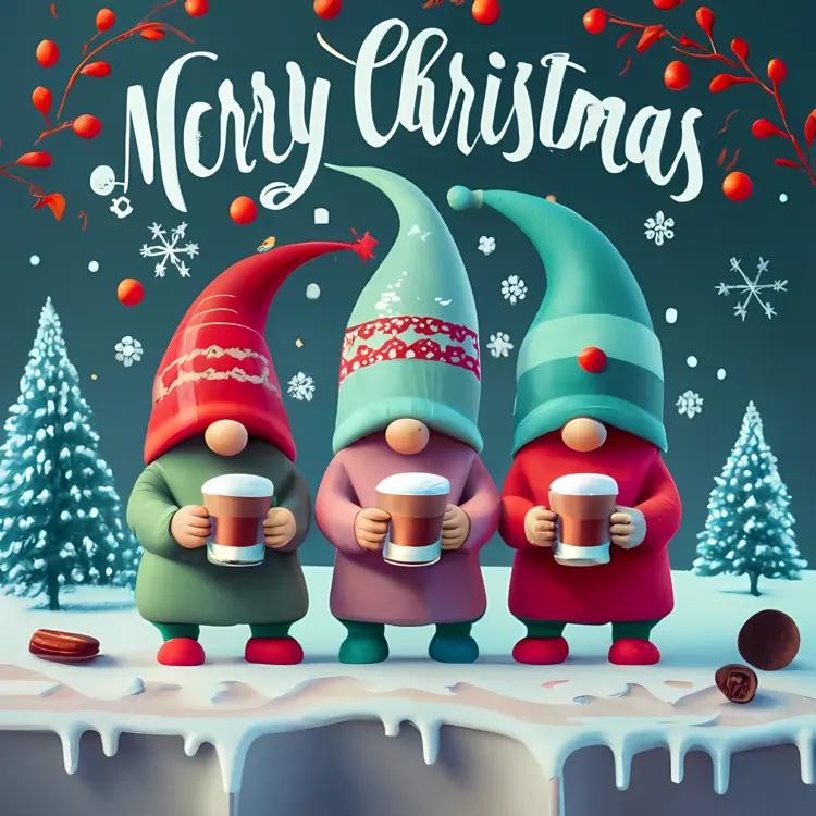 Merry Christmas with Gnomes and Snow