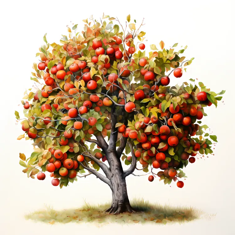 Apple Tree with Red Apples