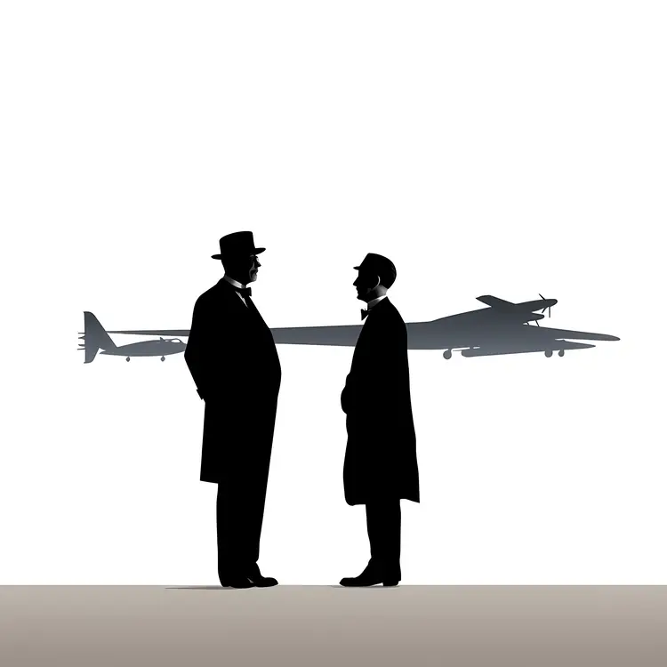 Silhouettes of Two Men with Aircraft