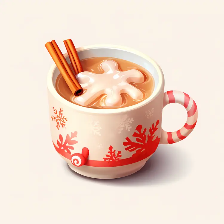 White Cup with Snowflakes and Gingerbread Man