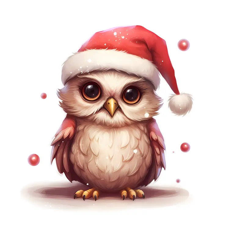 Festive Owl with Santa Hat