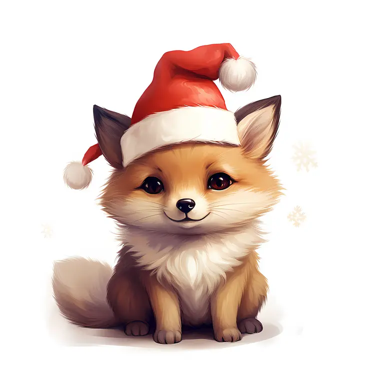 Cute Fox with Santa Hat