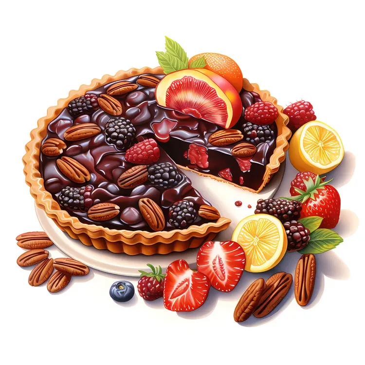 Delicious Fruit Tart with Berries and Pecans