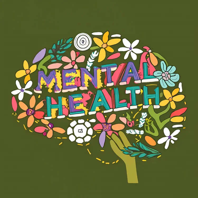 Brain Cartoon Illustration with Mental Health Message