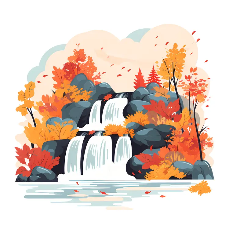 Autumn Waterfall with Vibrant Foliage
