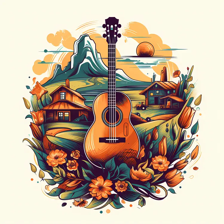 Guitar in Scenic Countryside