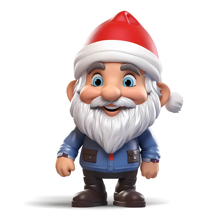 Christmas Gnome with Red Hat and Blue Jacket