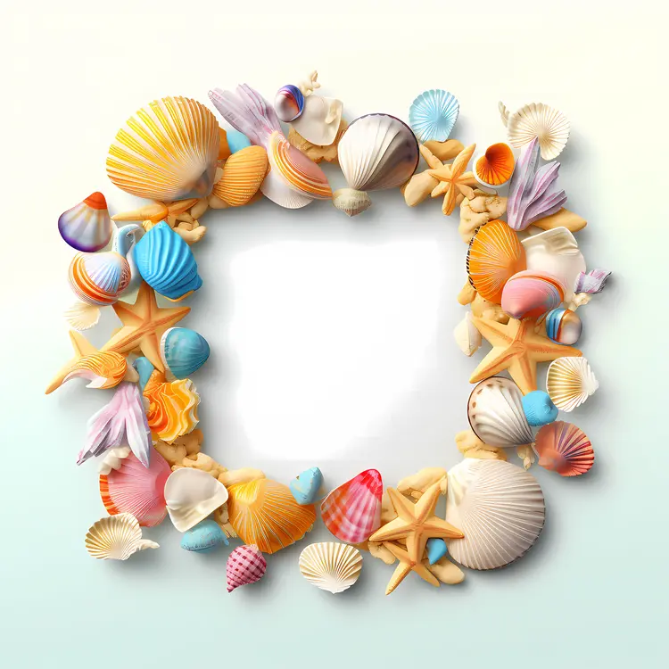 Colorful Seashell and Starfish Frame