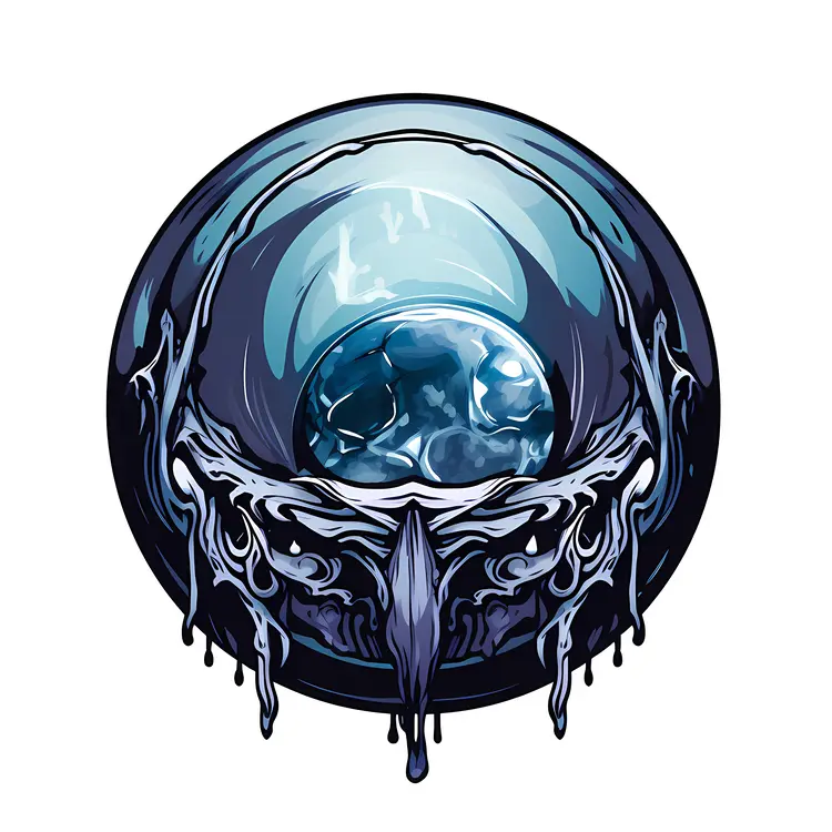 Crystal Ball with Blue Orb and Dripping Design