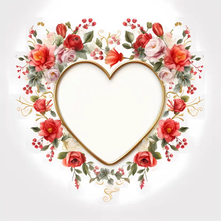 Heart Frame with Colorful Flowers