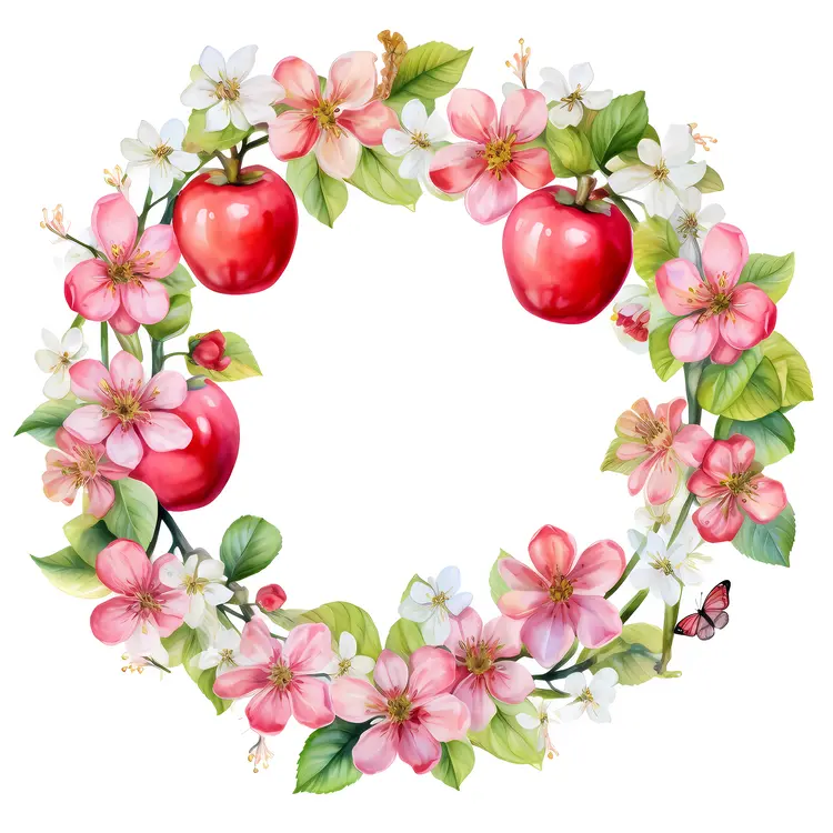 Apple Blossom Wreath with Apples