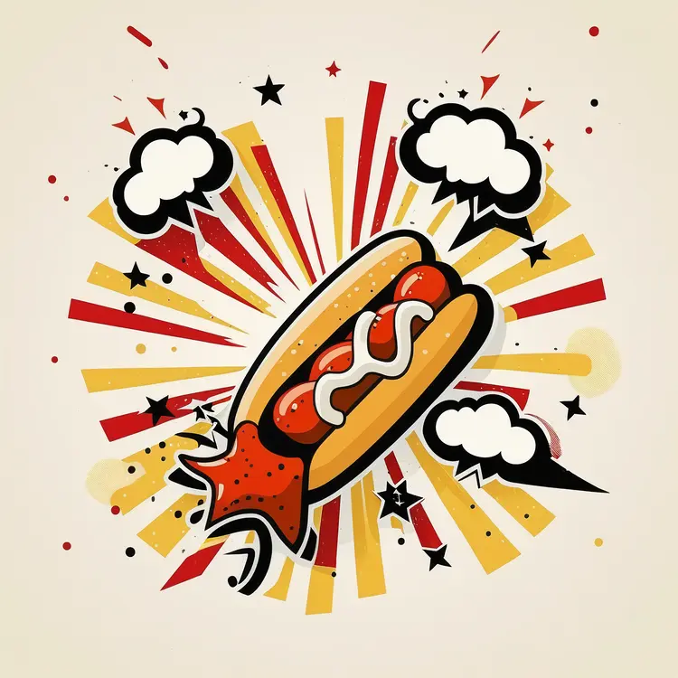 Fun Hot Dog Cartoon Illustration