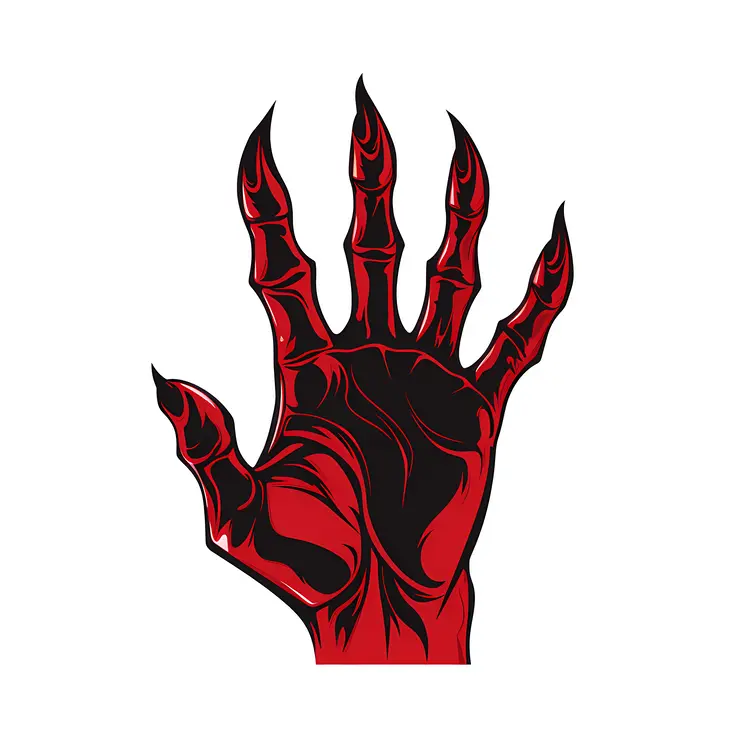 Red Clawed Hand Illustration for Halloween