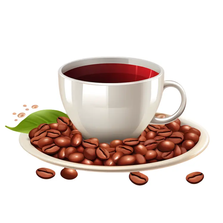 White Coffee Cup with Coffee Beans on Saucer