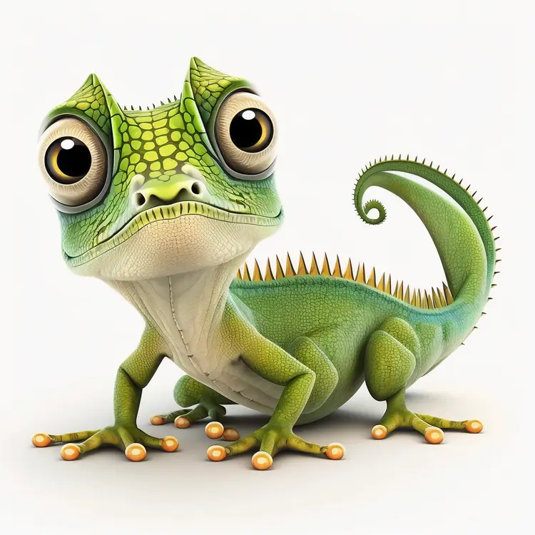 Cute Green Chameleon Illustration