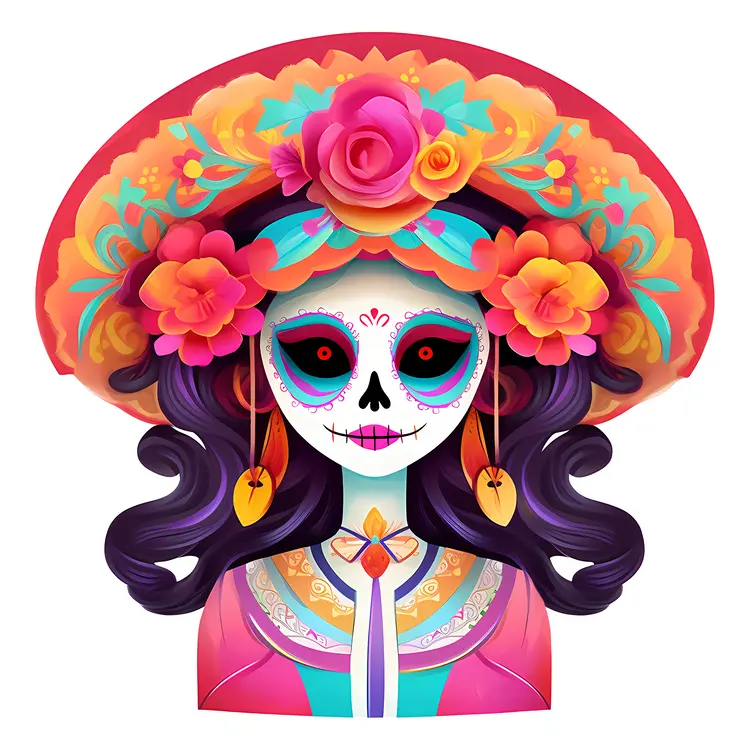 Colorful Sugar Skull for Day of the Dead Celebration