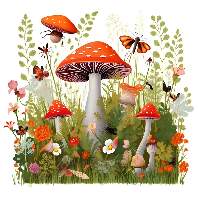 Colorful Mushrooms in Nature