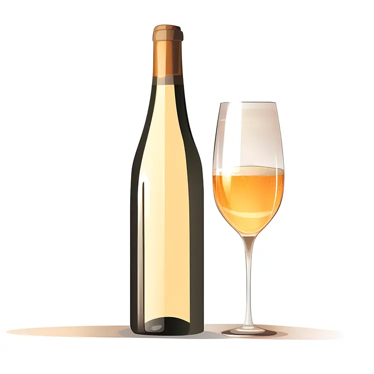 Wine Bottle and Glass Illustration