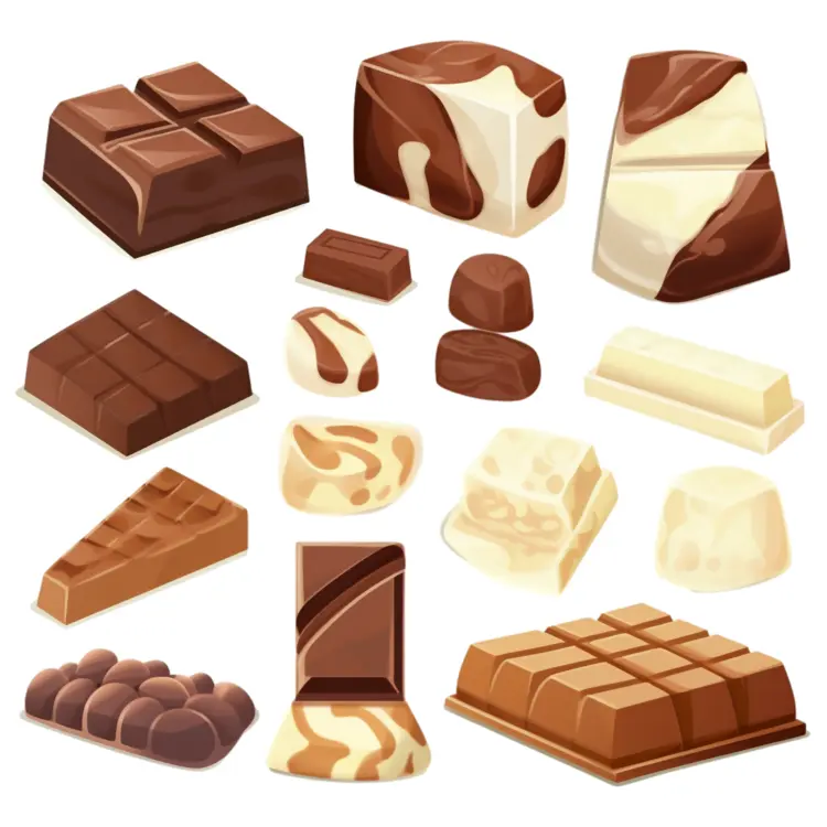 Various Chocolate Pieces Illustration