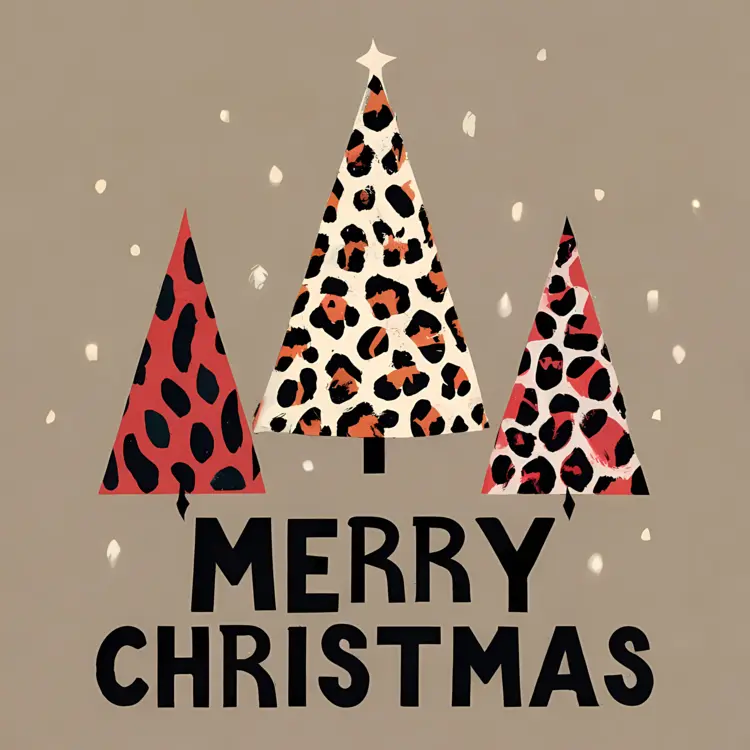 Leopard Print Christmas Trees with Snowflakes