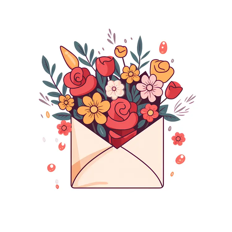 Colorful Flowers in Envelope