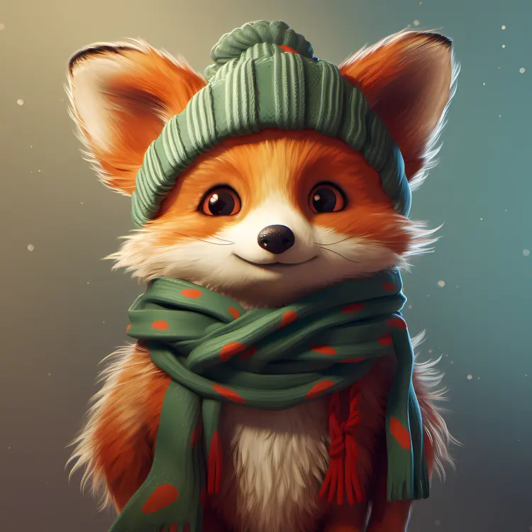 Lovely Fox in Winter Outfit