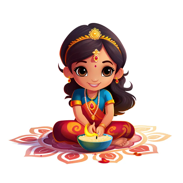 Little girl with diya celebrating Diwali