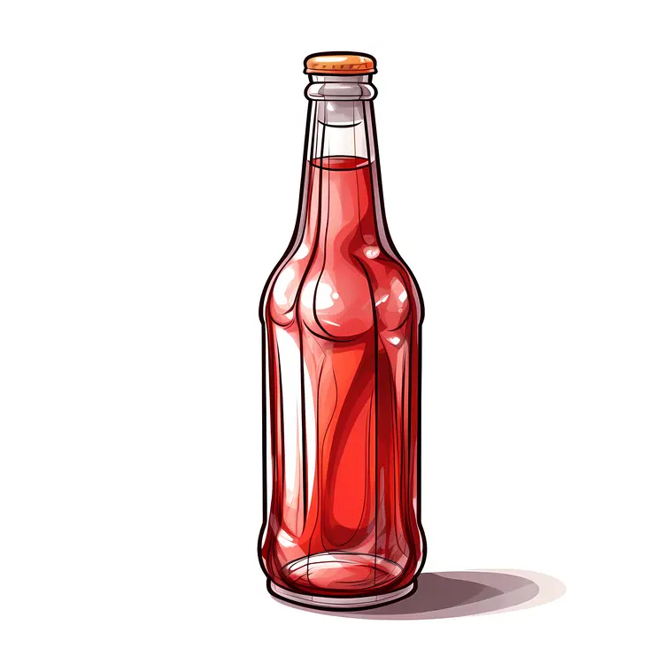 Red Liquid in Glass Bottle