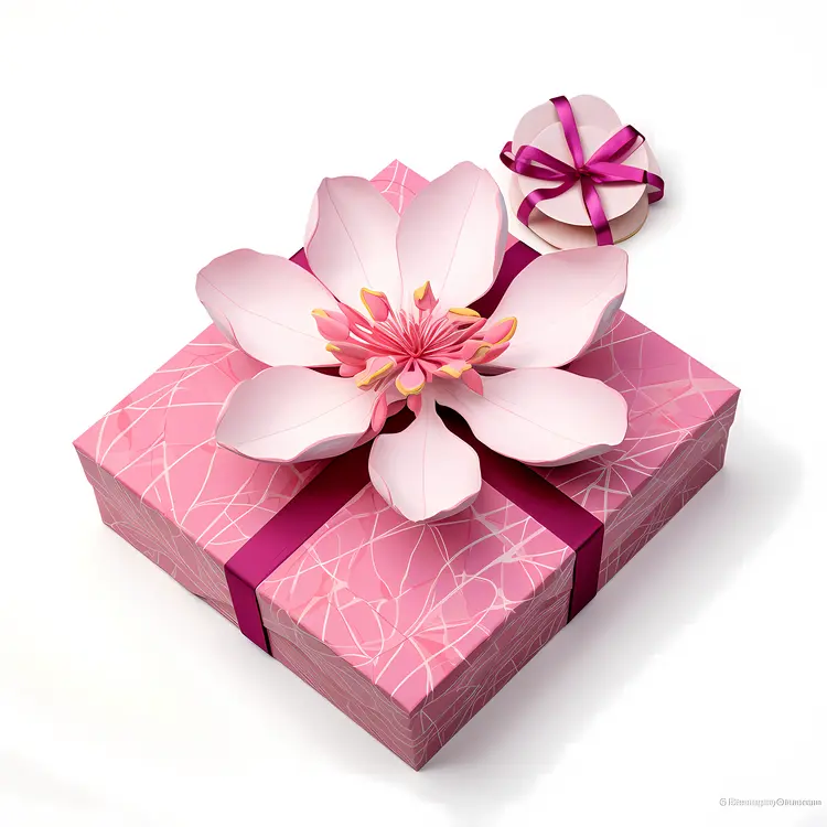 Beautiful Pink Gift Box with Flower