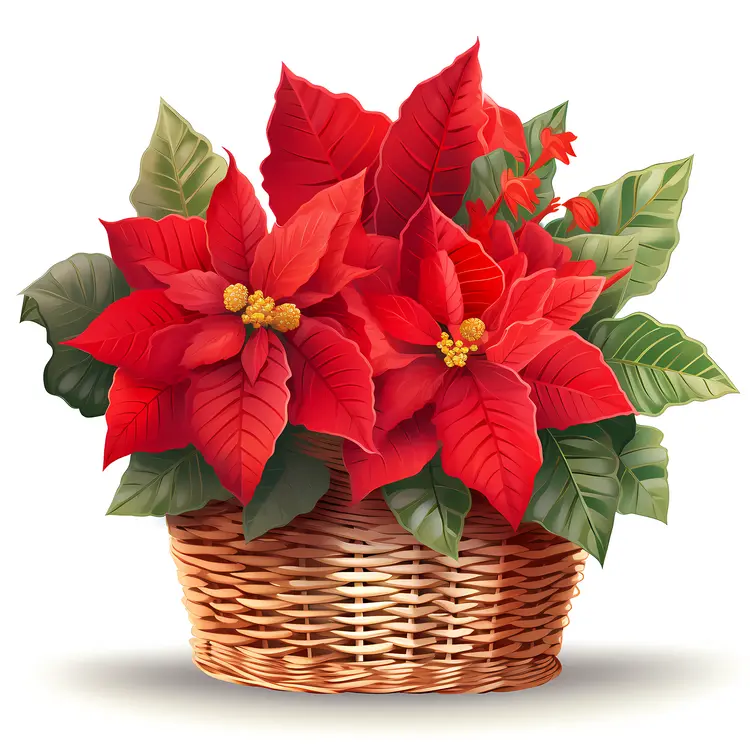 Red Poinsettia in a Basket