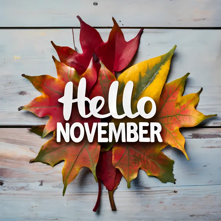 Hello November with Colorful Leaves