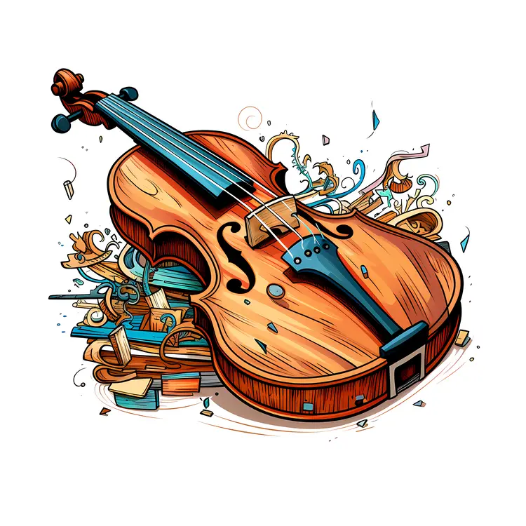 Wooden Violin with Artistic Elements
