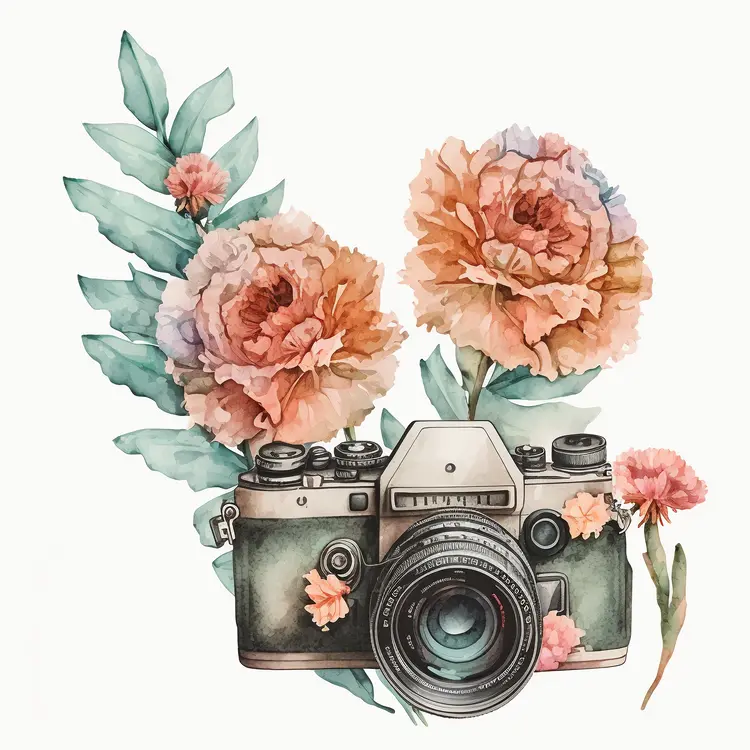 Vintage Camera with Beautiful Floral Decoration