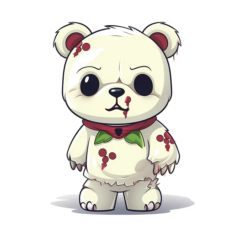 Cute White Teddy Bear with Christmas Decorations