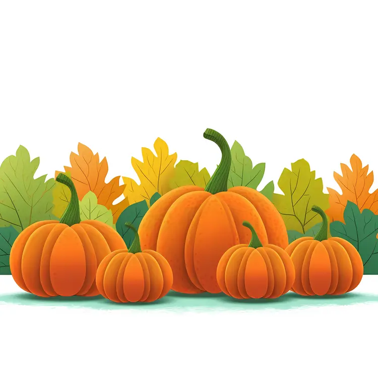 Pumpkins with Autumn Leaves