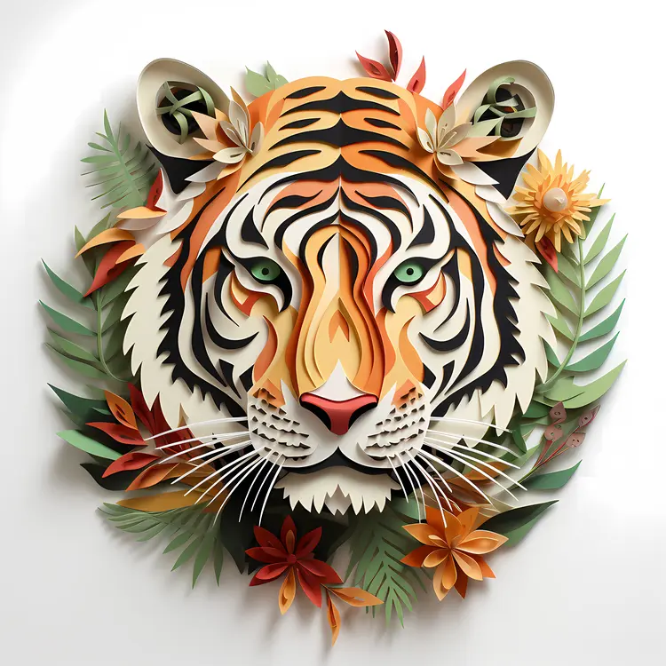 Paper Art Tiger Head
