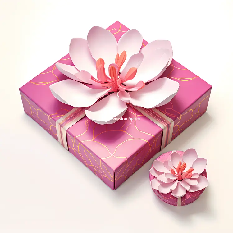Lovely Pink Gift Boxes with Flower Decoration