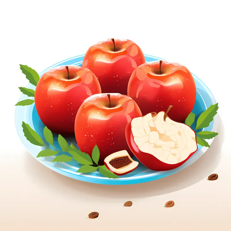 Fresh Red Apples on a Plate