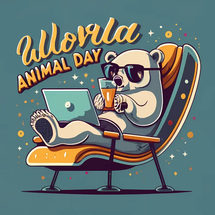 Bear with Laptop for World Animal Day
