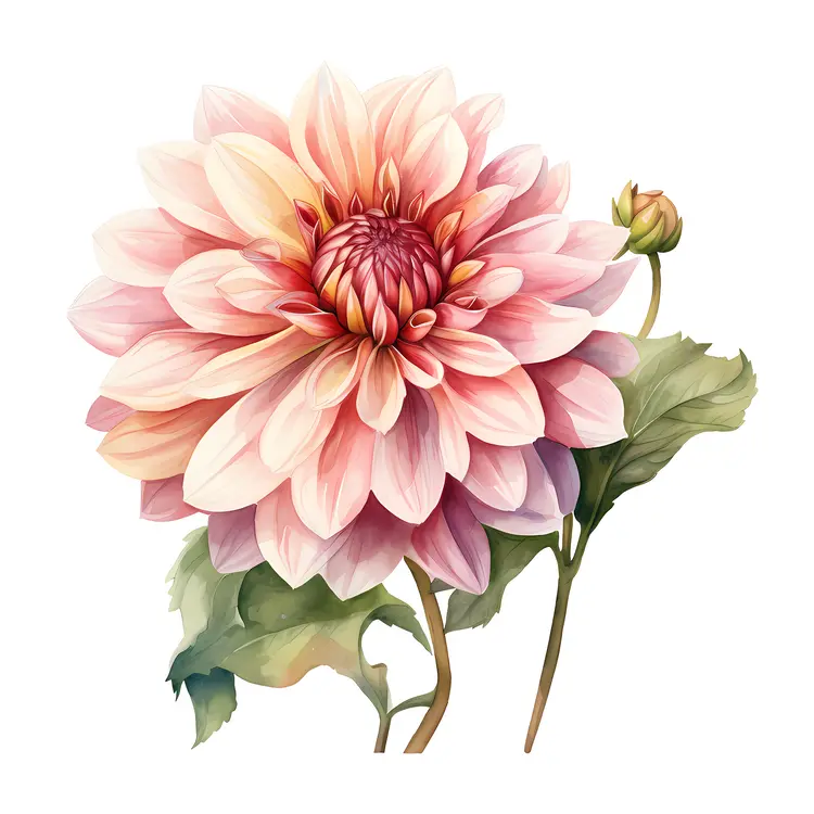Beautiful Pink Dahlia Flower Illustration