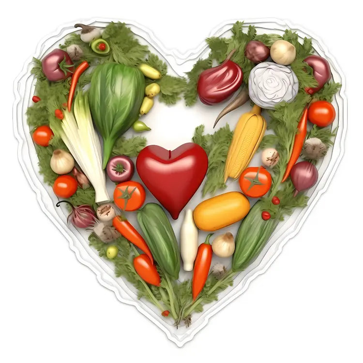 Heart-Shaped Arrangement of Fresh Vegetables