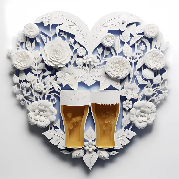 Beer Glasses with White Flowers