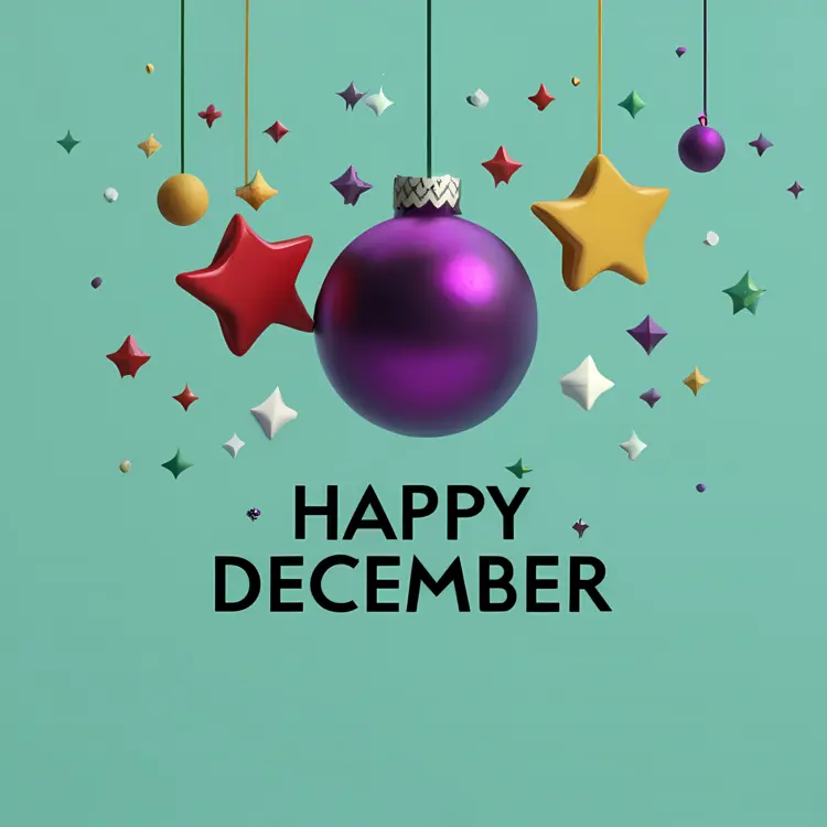 Bauble and Stars with Happy December
