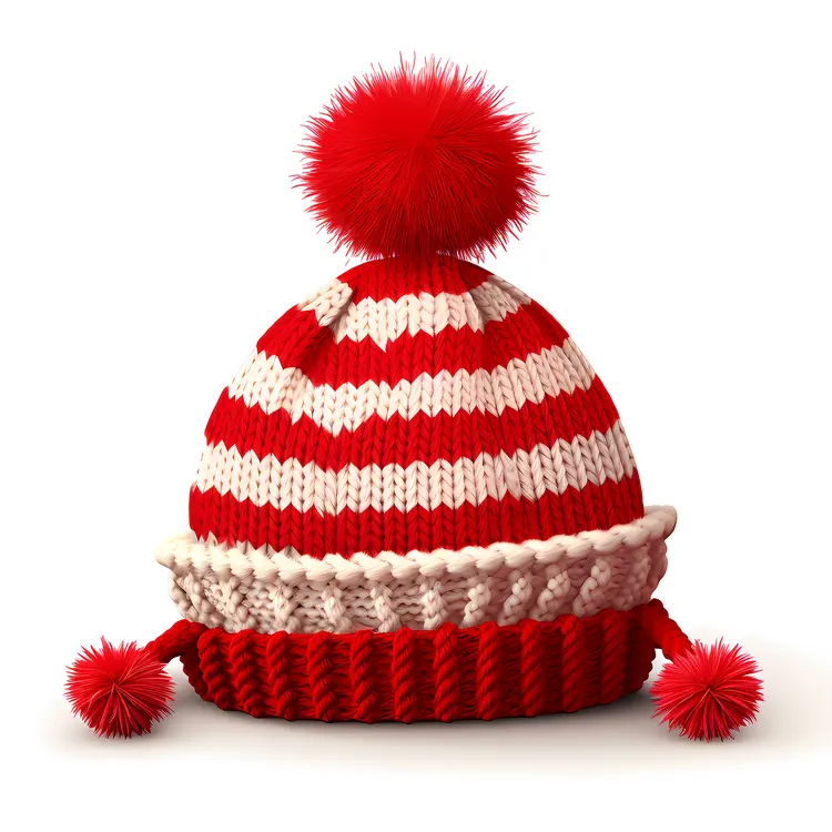 Red and White Striped Winter Hat