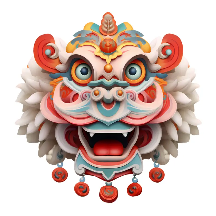 Festive Lion Dance Mask