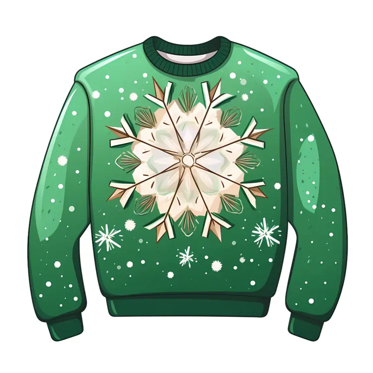 Green Sweater with Snowflake Design